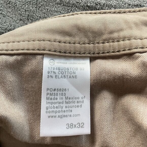 Adriano Goldschmied AG Pants Mens 38x32 Tan Khaki The Everett Straight Slim - Picture 9 of 12